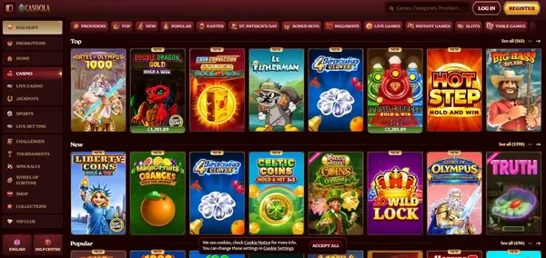 Casoola Casino – početna stranica